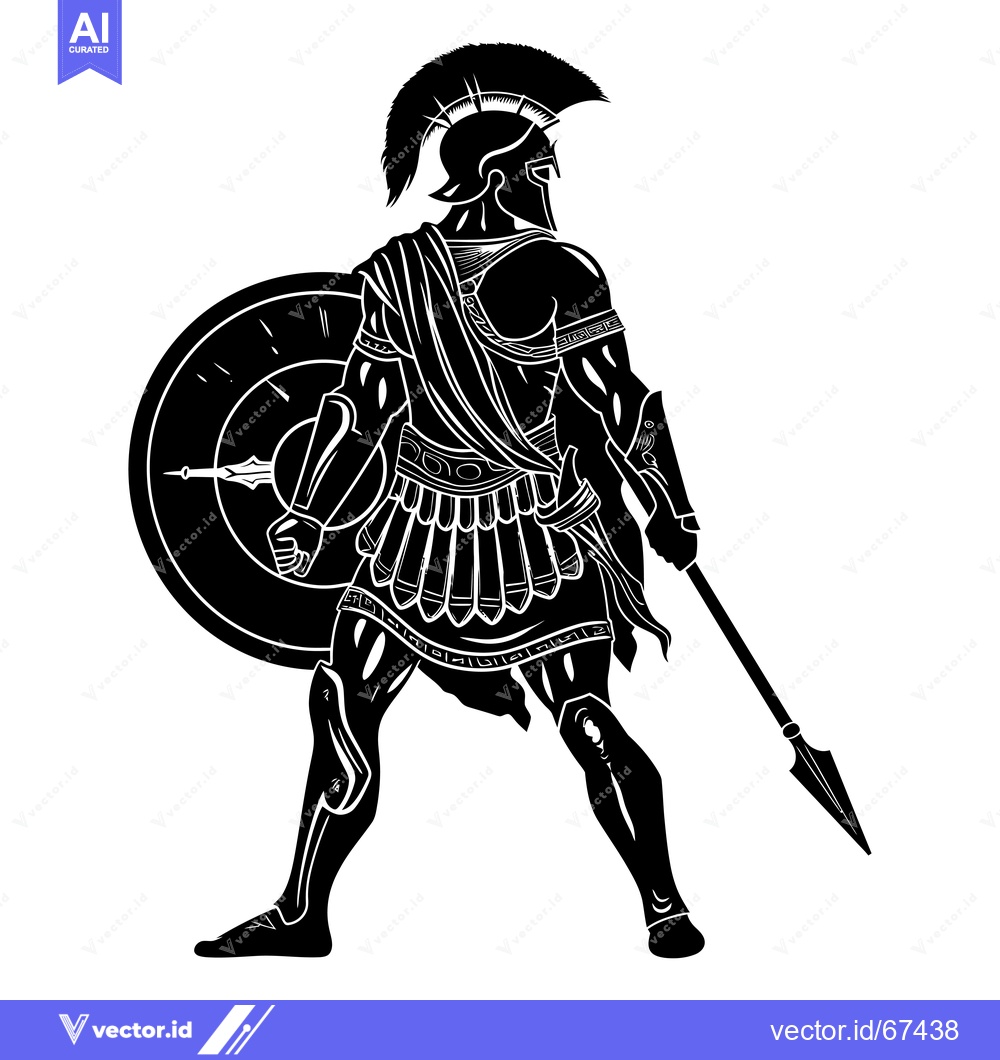 Premium Vector of A Silhouette of a Spartan Warrior in Full Armor