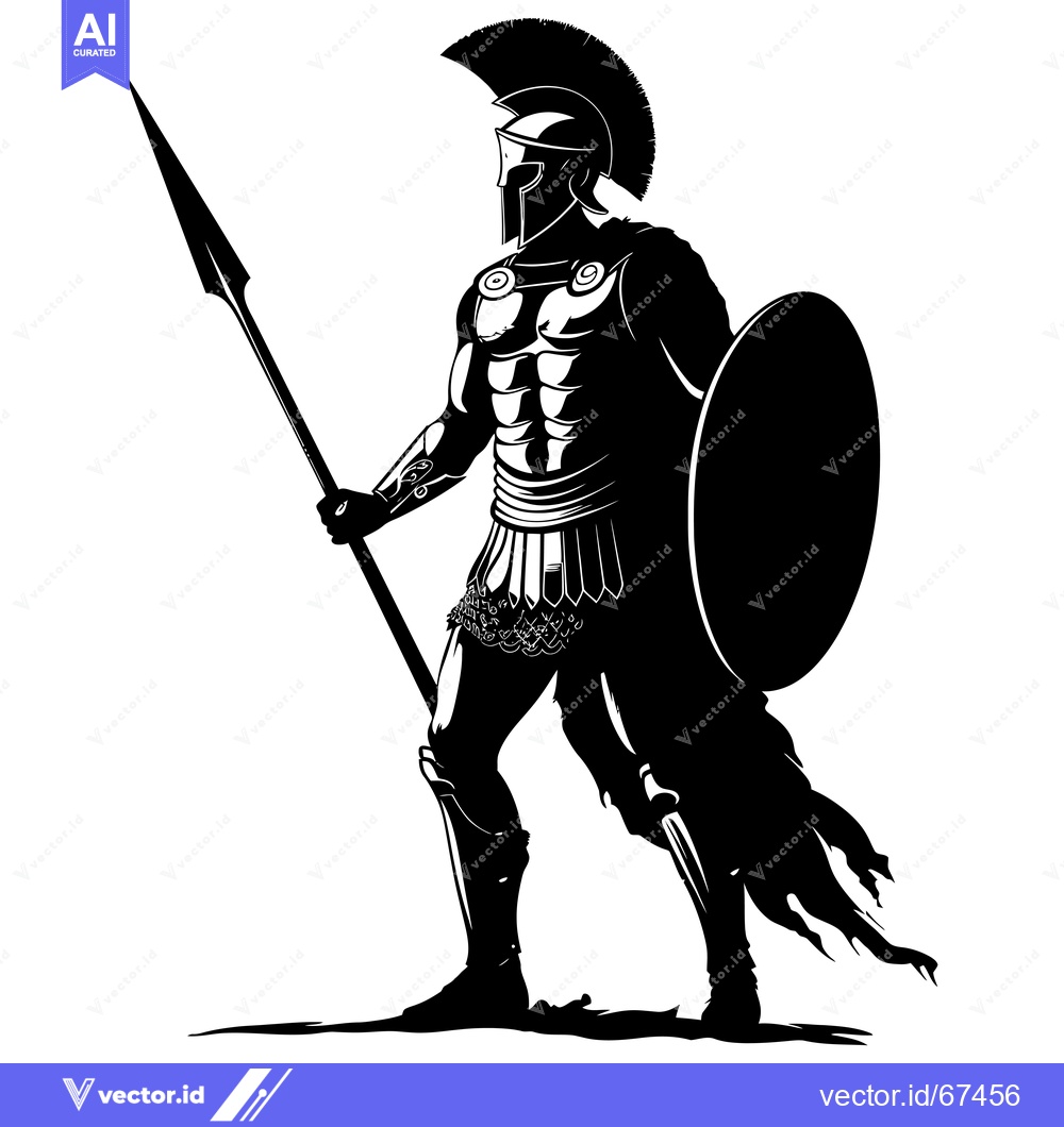 Premium Vector dari A Spartan Warrior Holding a Spear and Shield