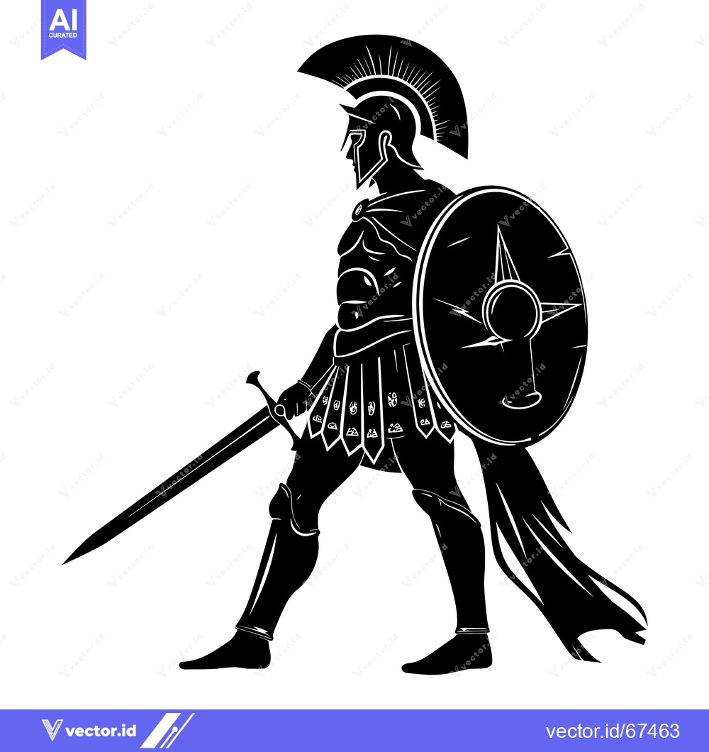 Premium Vector dari Silhouette of a Roman soldier with a sword and shield