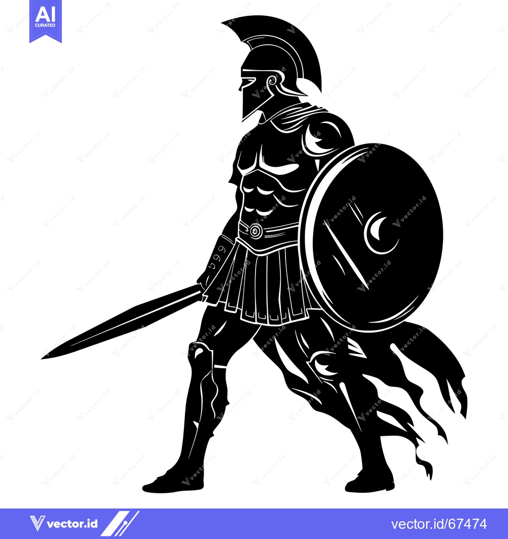 Premium Vector of A Silhouette of a Greek Spartan Warrior in Full Armor