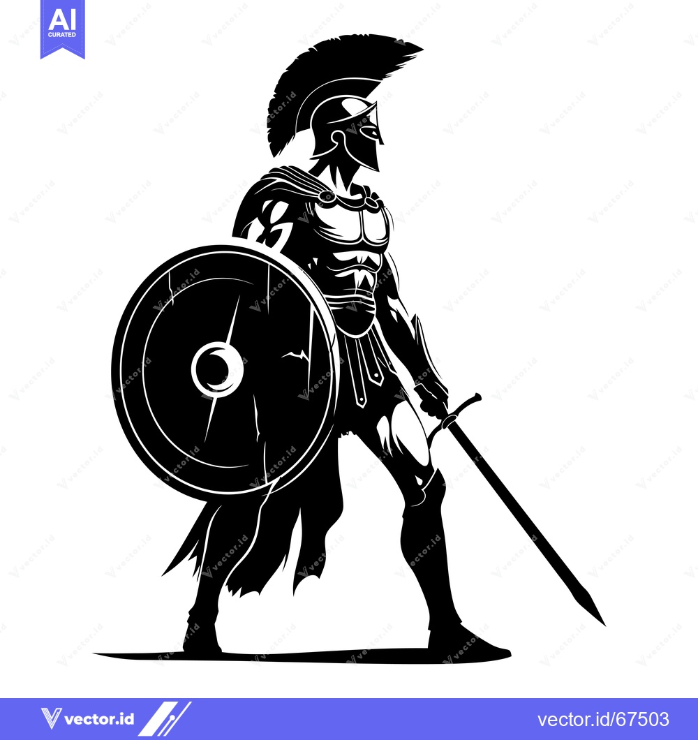 Premium Vector dari A Spartan Warrior with Shield and Sword