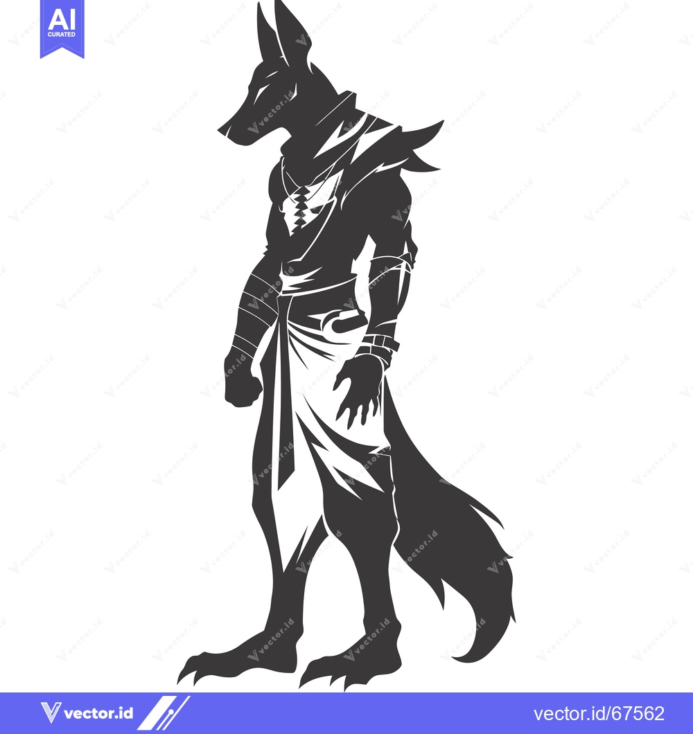 Premium Vector of Anthropomorphic Jackal with a Long Tail and Claws