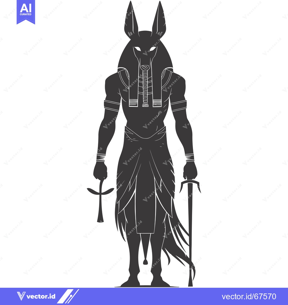 Premium Vector of Anubis, the Egyptian God of the Dead, Holding a Sword and Ankh