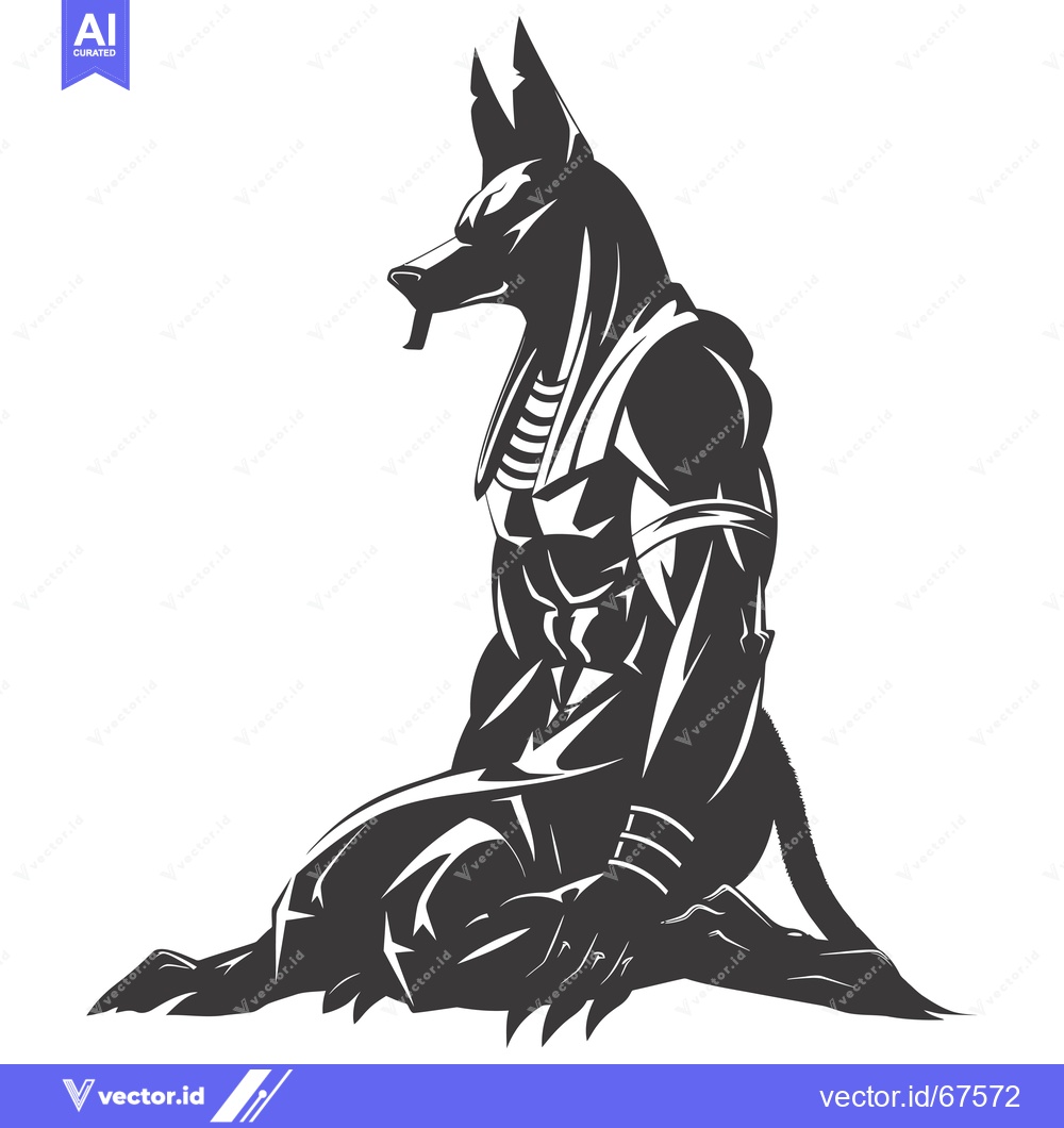 Premium Vector of Anubis, the Egyptian God of the Dead, in a Seated Pose