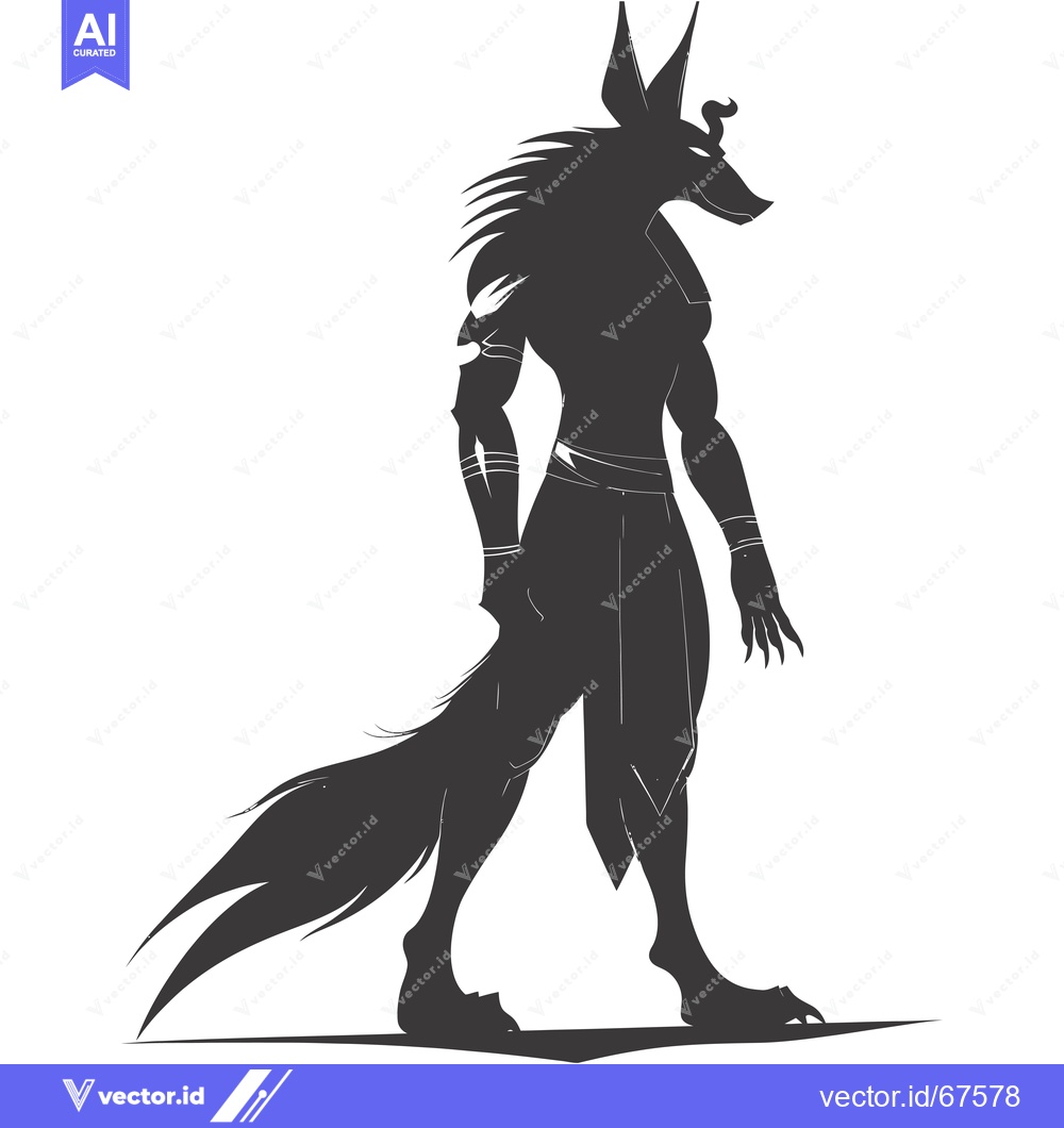 Premium Vector of Silhouette of an Anthropomorphic Jackal in a Walking Pose