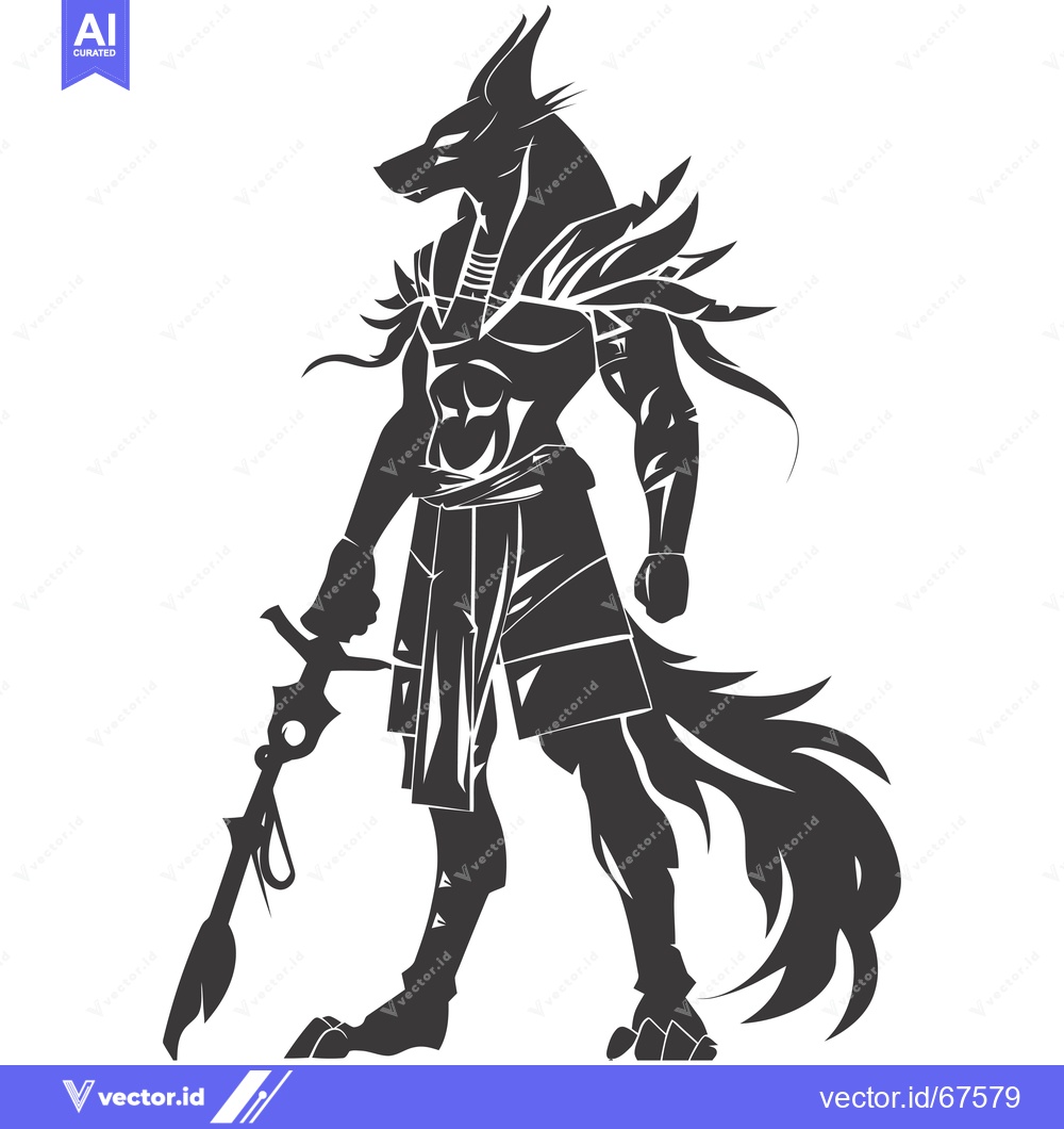 Premium Vector of Anubis, the Egyptian God of the Dead, Holding a Sword