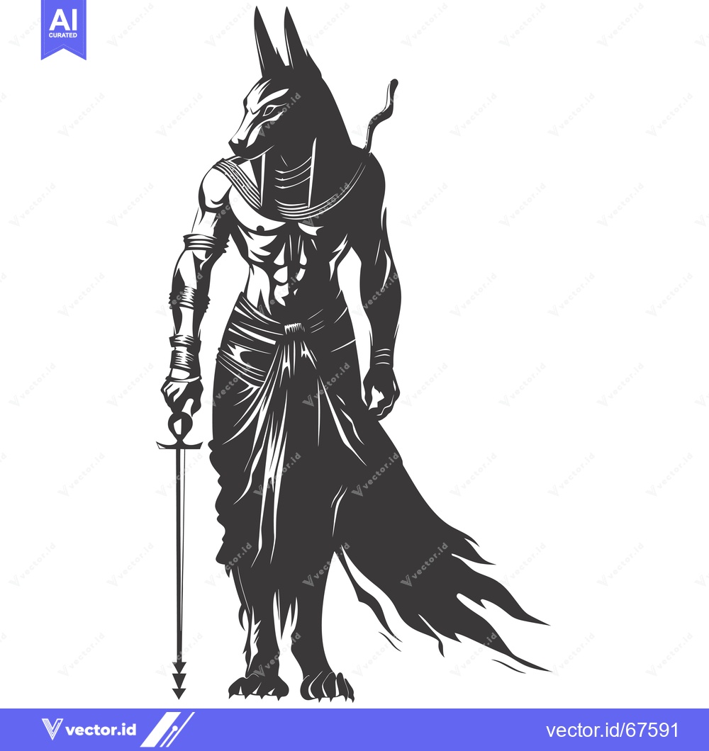 Premium Vector of Anubis, the Egyptian God of the Dead, with a Sword