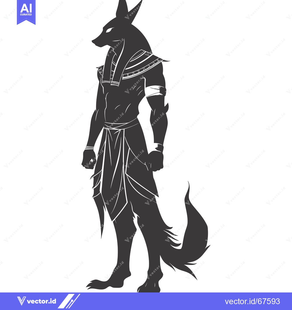 Premium Vector of Anubis, the Egyptian God of the Dead, Standing in Silhouette