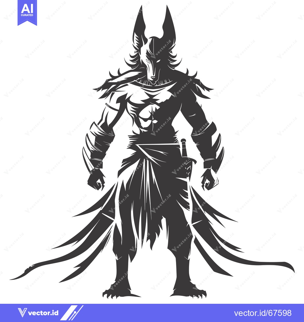 Premium Vector dari Anthropomorphic Jackal Warrior with a Sword and a Flowing Cape