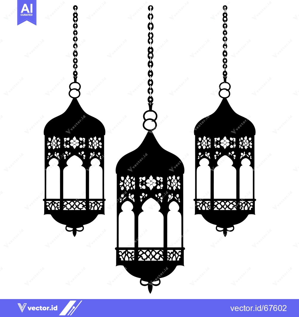 Premium Vector dari Three Ornate Hanging Lanterns with Chains