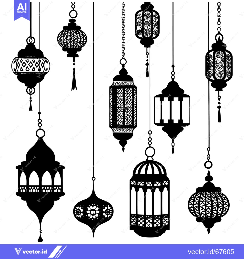 Premium Vector dari A Collection of Ornate Hanging Lanterns with Tassels