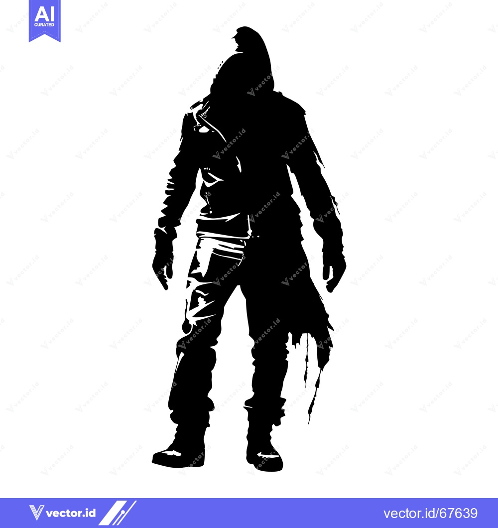 Premium Vector of Silhouette of a person wearing a hooded jacket and pants