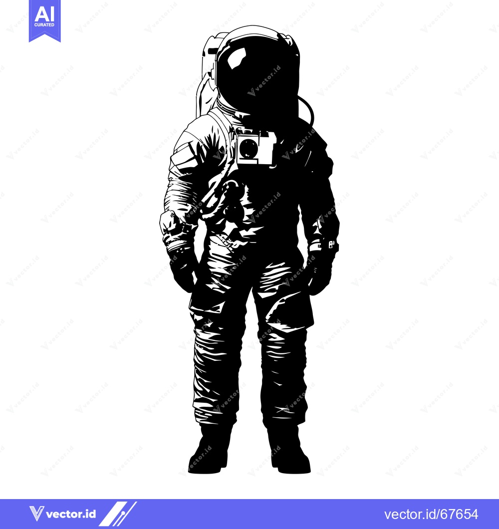 Premium Vector dari Black and White Illustration of an Astronaut in a Space Suit