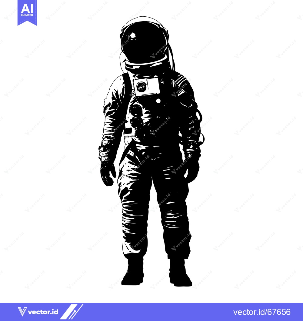 Premium Vector of A Black and White Illustration of an Astronaut in a Space Suit