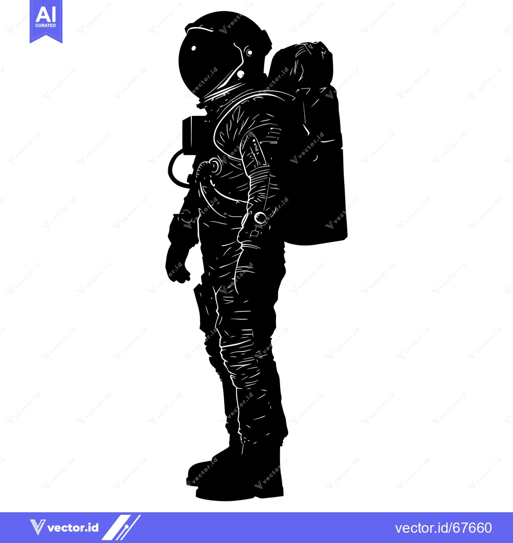 Premium Vector of A Silhouette of an Astronaut in a Space Suit with a Backpack