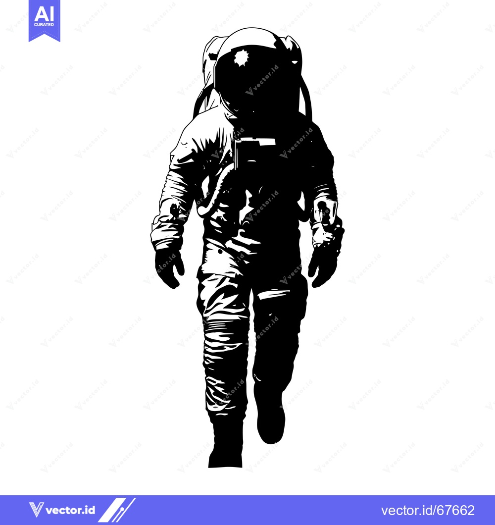 Premium Vector dari Black and White Illustration of an Astronaut Walking