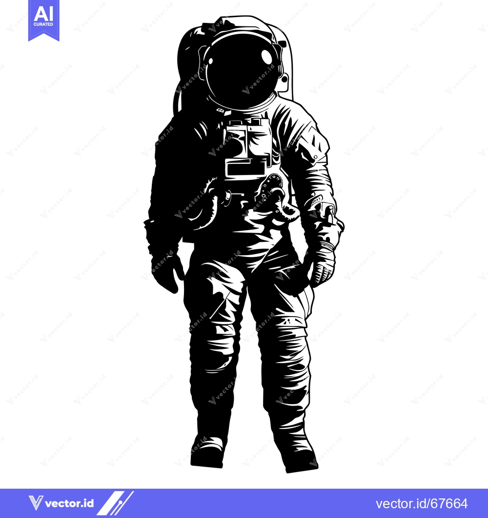 Premium Vector dari Silhouette of an astronaut standing with space suit and helmet on a wh