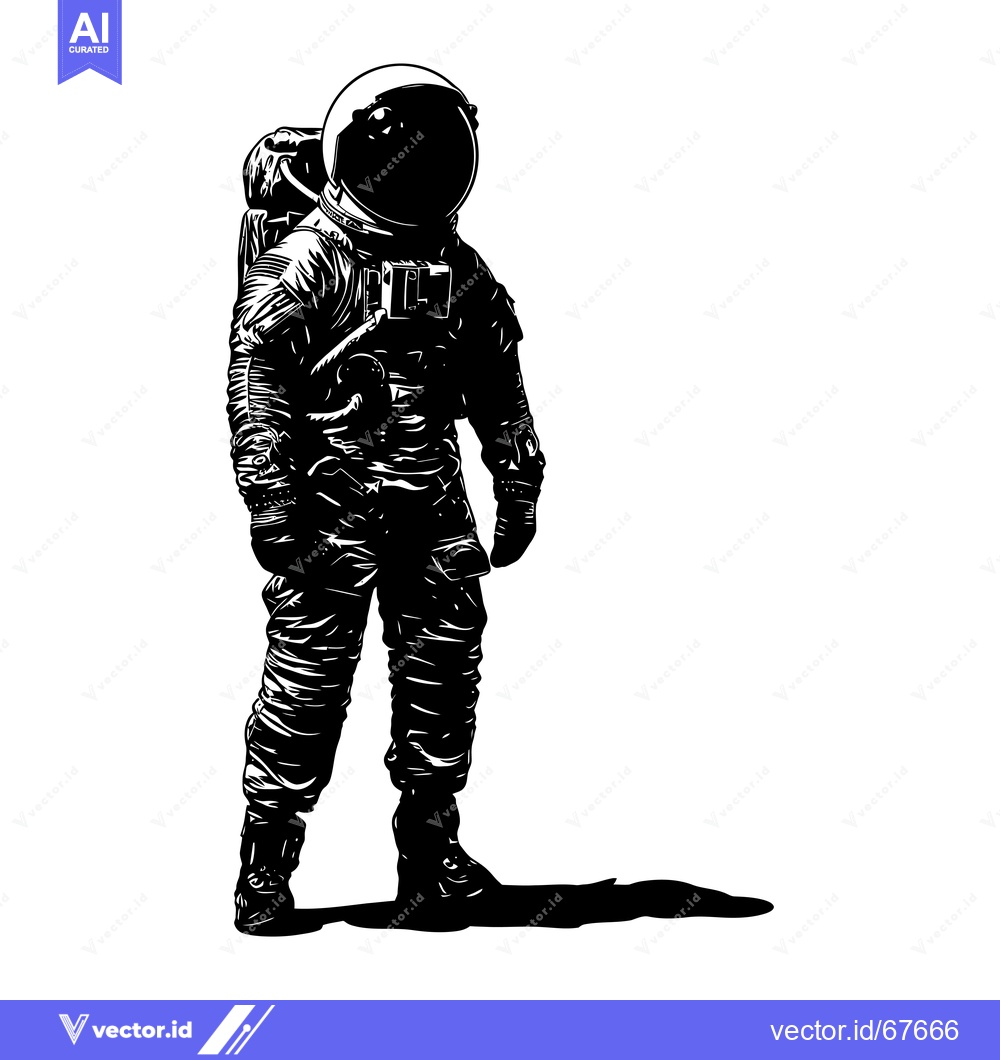 Premium Vector dari Black and White Illustration of an Astronaut in a Space Suit