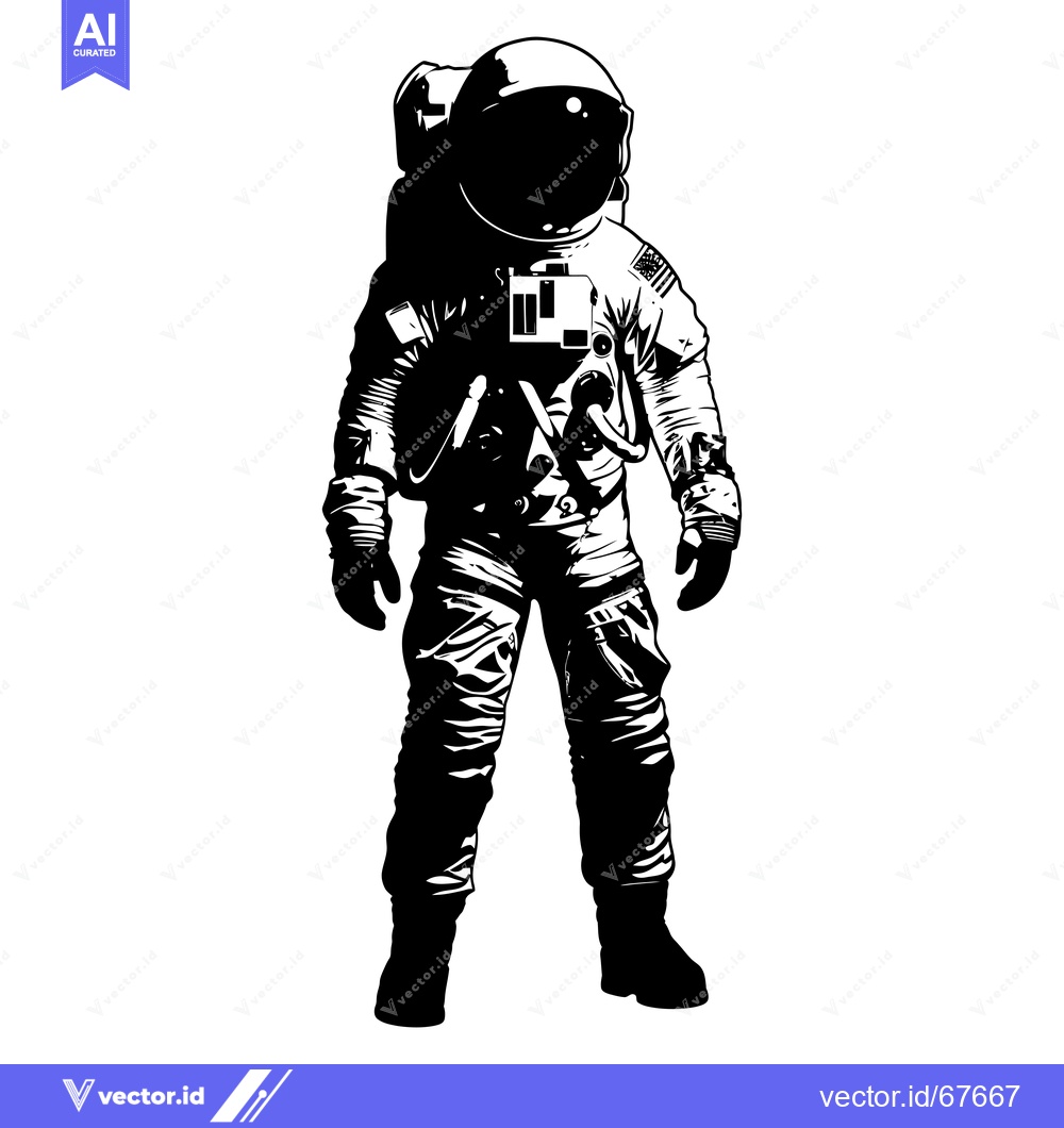 Premium Vector of Astronaut in a Spacesuit Standing on a White Background