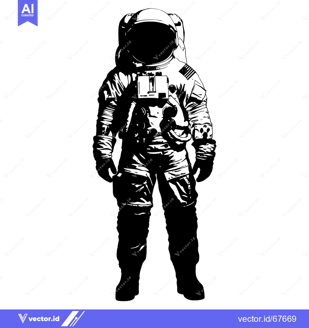 Premium Vector dari Black and White Illustration of an Astronaut in a Spacesuit