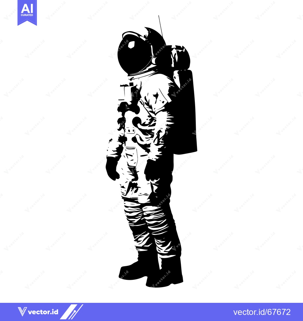 Premium Vector dari Black and White Silhouette of an Astronaut in a Space Suit