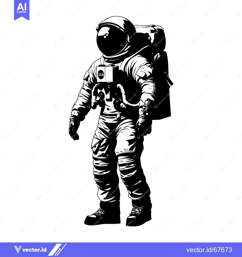 Premium Vector of Astronaut in Space Suit Standing on a White Background