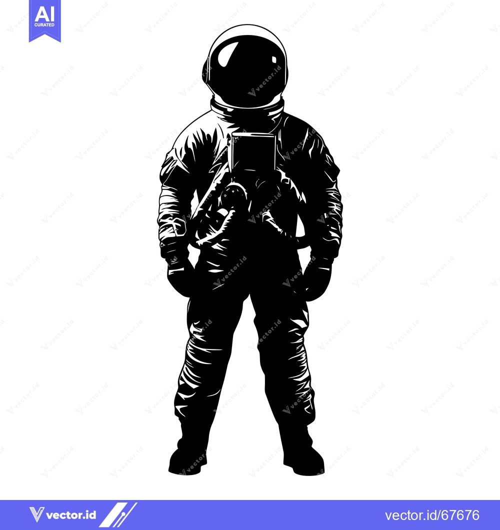 Premium Vector dari A Black and White Illustration of an Astronaut in a Spacesuit