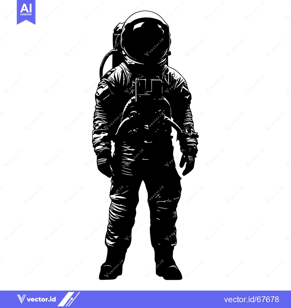Premium Vector dari A Black and White Illustration of a Standing Astronaut