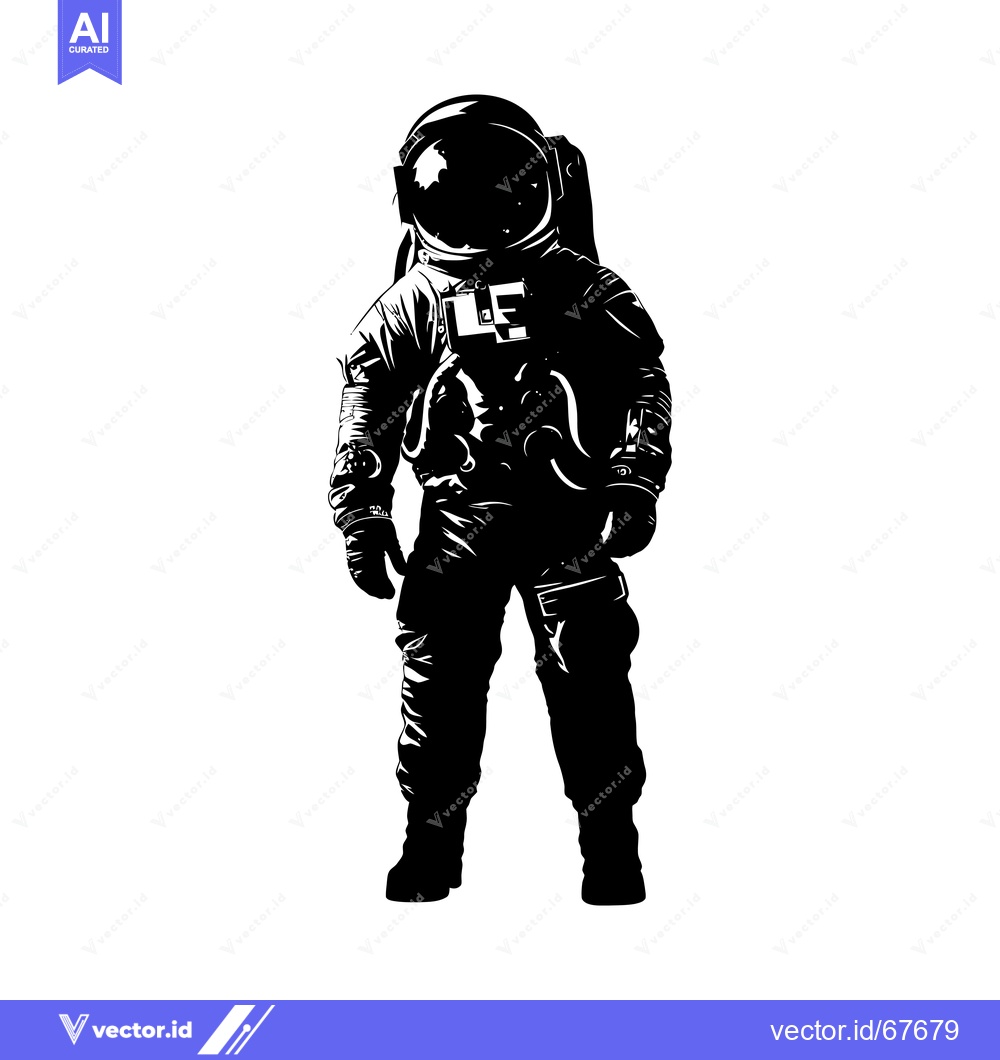 Premium Vector dari Black and White Silhouette of an Astronaut in a Spacesuit