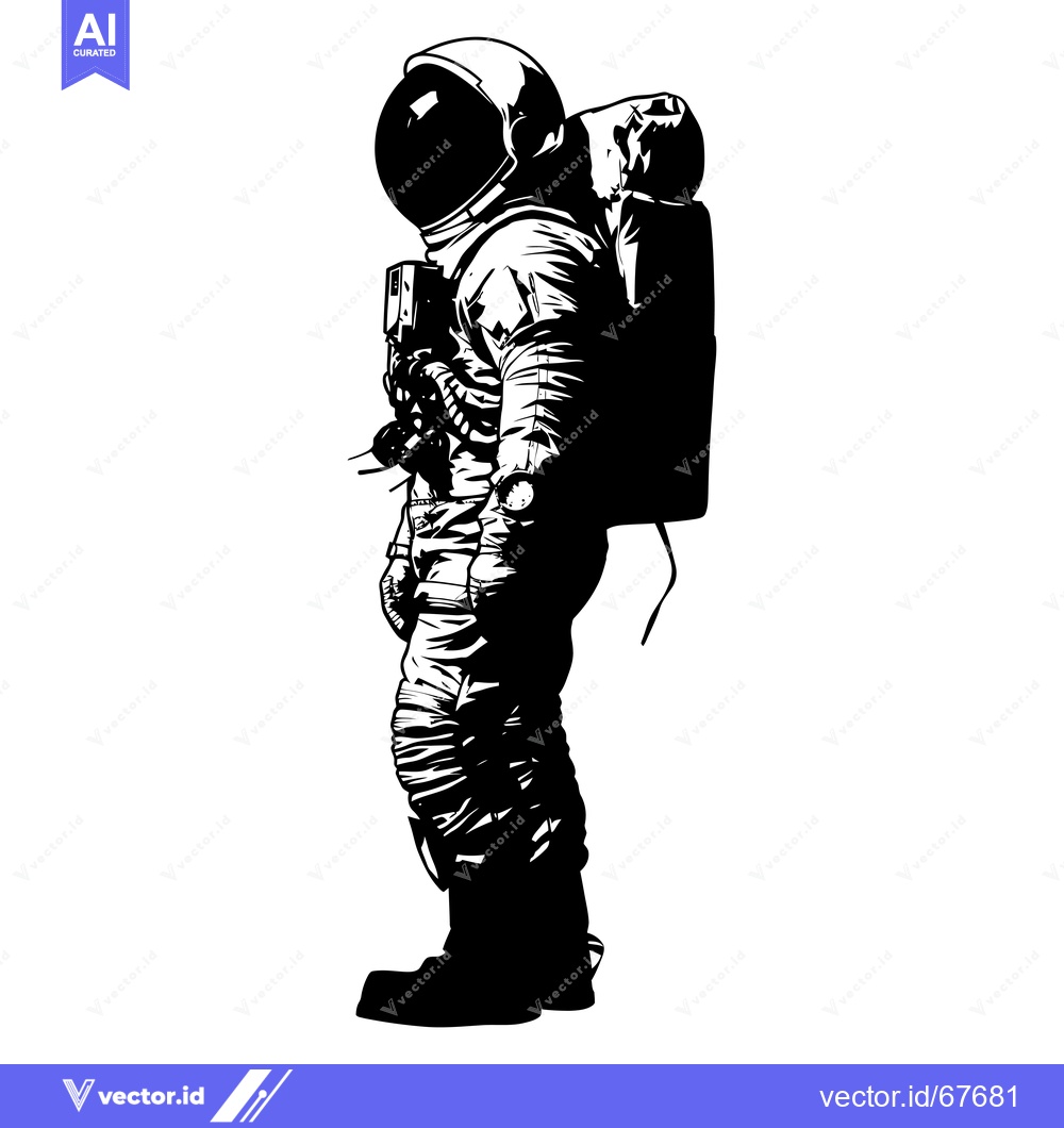 Premium Vector of A Black and White Silhouette of an Astronaut