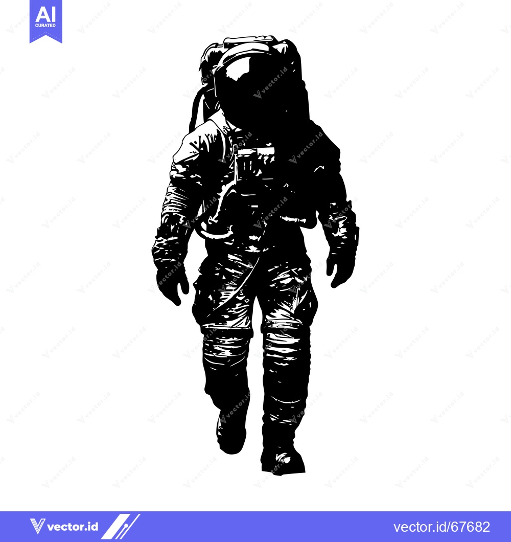 Premium Vector of Astronaut in Space Suit Walking in Black and White