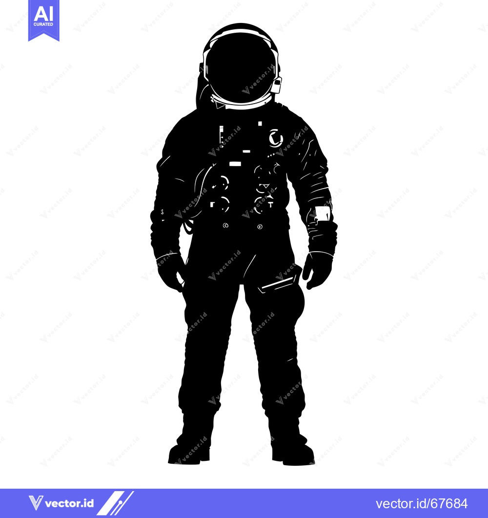 Premium Vector dari Black and White Silhouette of an Astronaut in a Space Suit