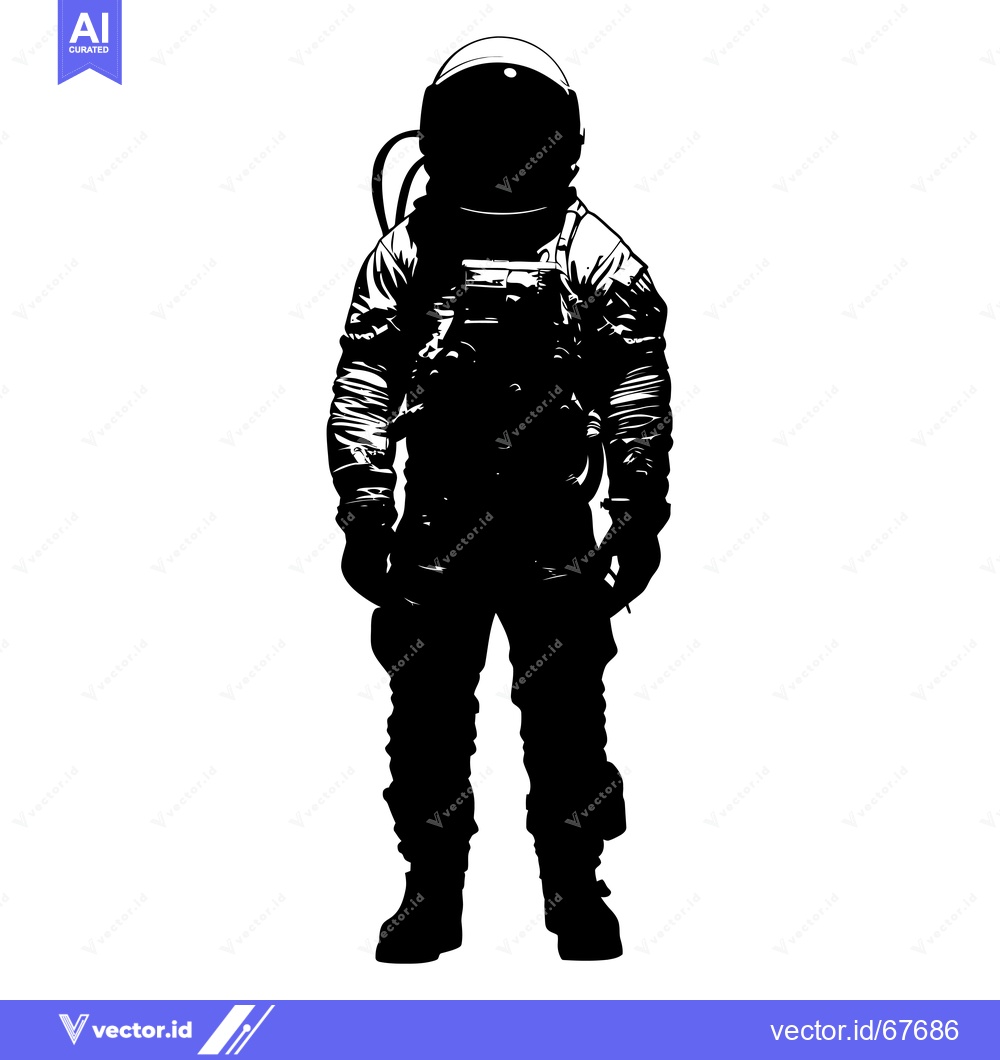 Premium Vector of A Black and White Silhouette of an Astronaut in a Space Suit
