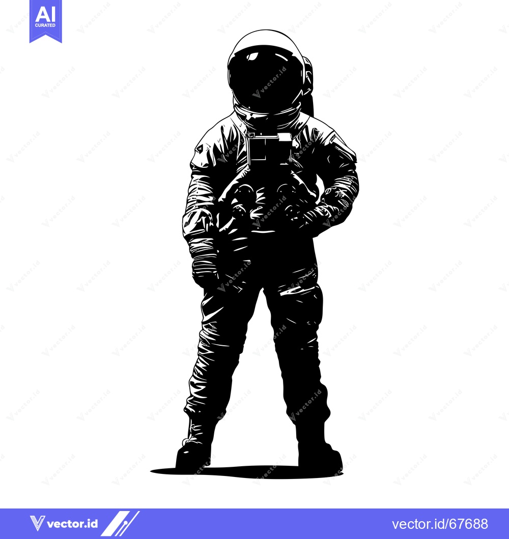 Premium Vector dari Black and White Illustration of an Astronaut in a Spacesuit