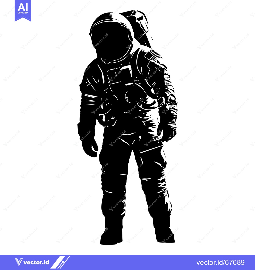 Premium Vector of Black and white silhouette of an astronaut in a spacesuit