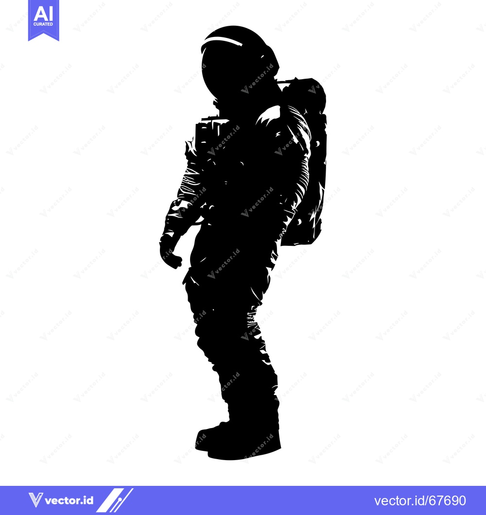 Premium Vector dari Silhouette of an Astronaut Standing with Backpack