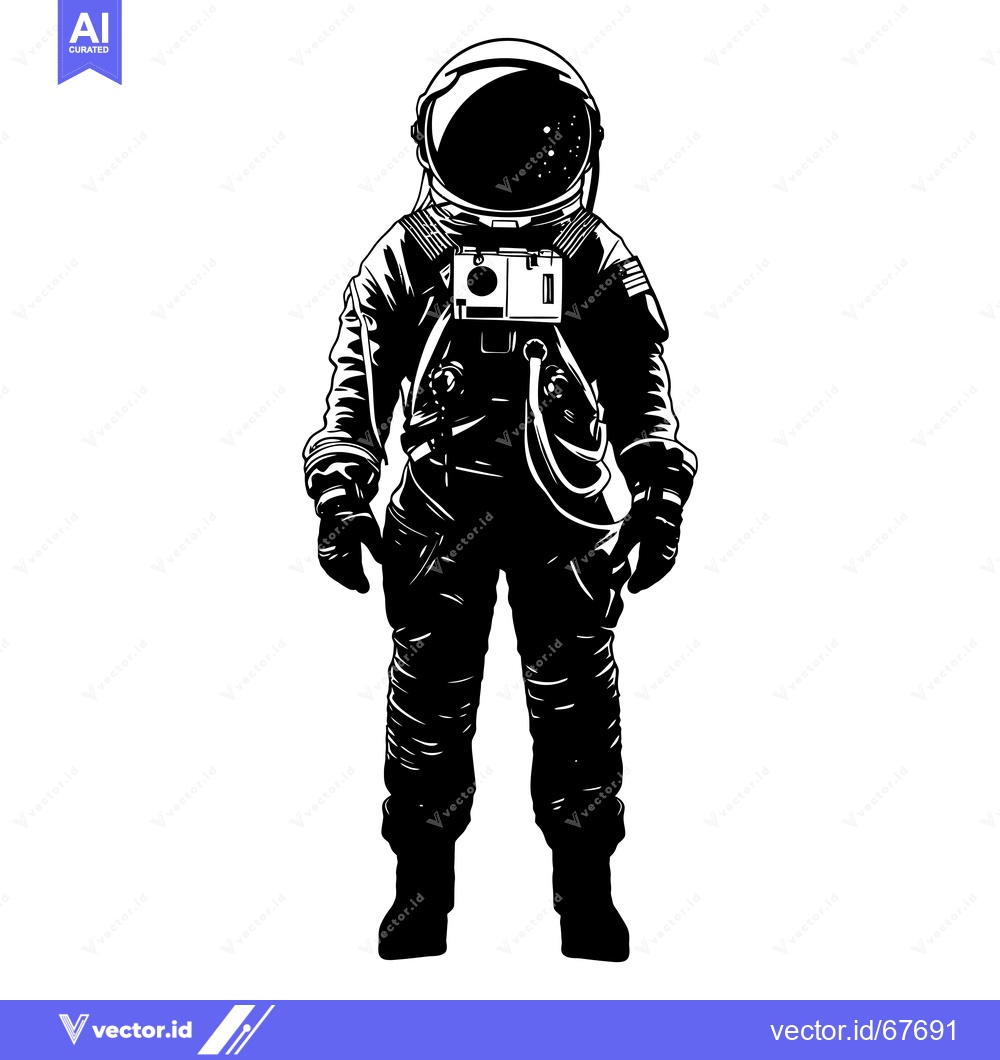 Premium Vector of Silhouette of an Astronaut Standing in Space Suit