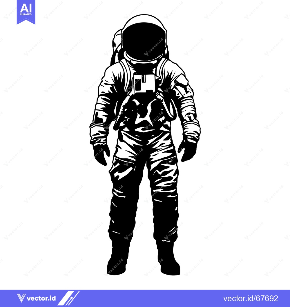 Premium Vector dari Black and White Illustration of an Astronaut in a Space Suit