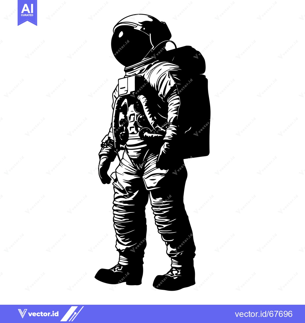Premium Vector of A Black and White Illustration of an Astronaut in a Space Suit