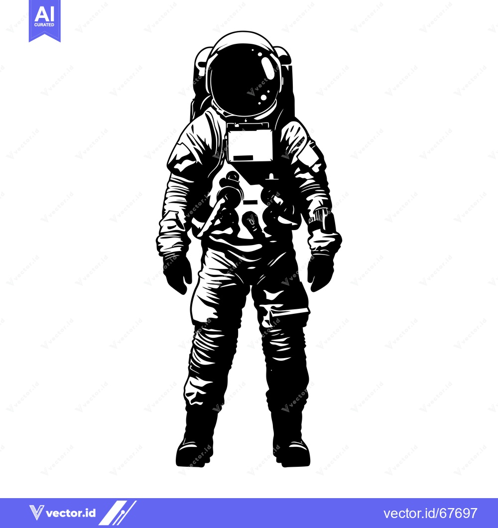 Premium Vector dari A Black and White Illustration of an Astronaut in a Space Suit