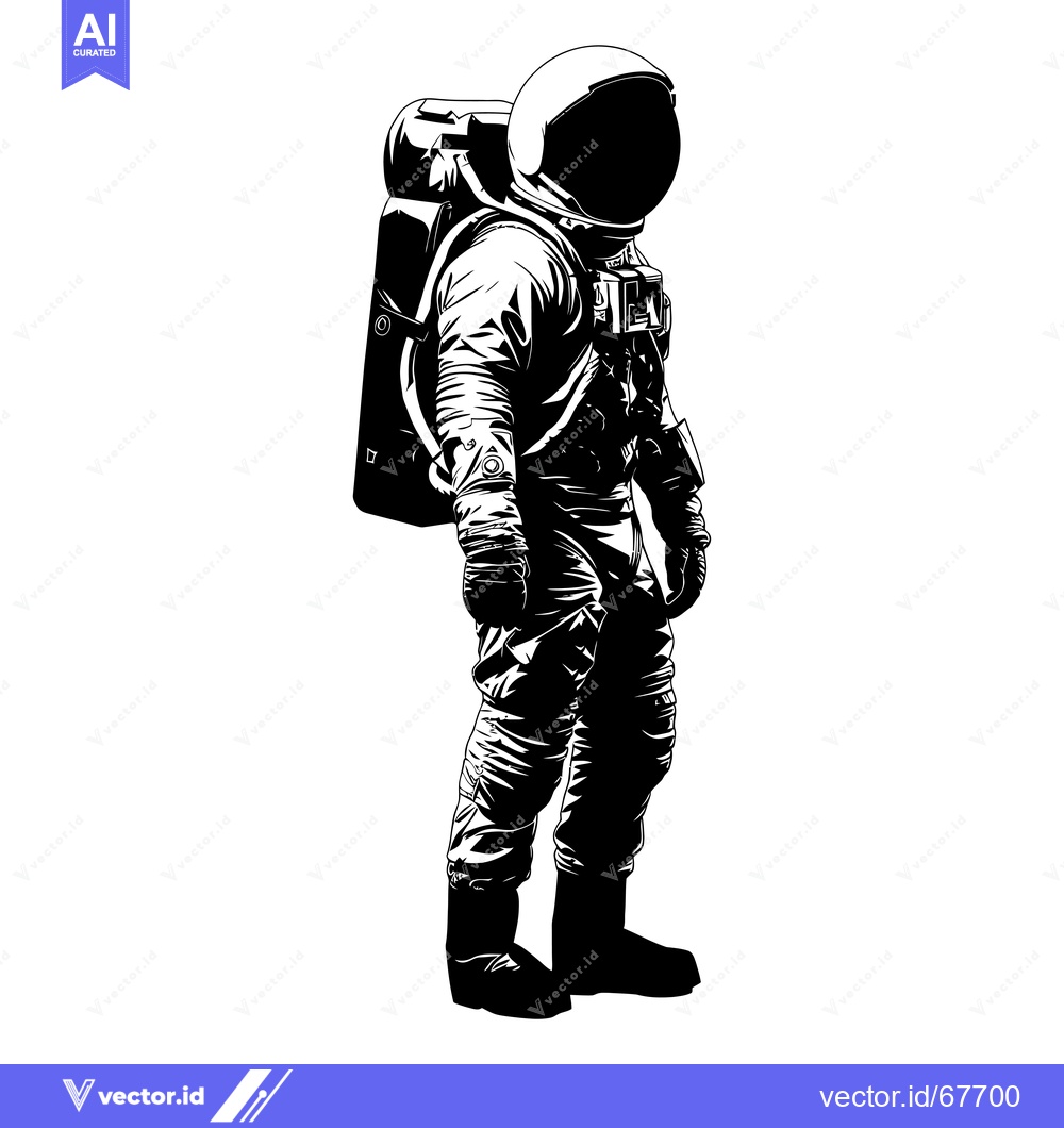 Premium Vector dari Astronaut in a Space Suit Standing with a Backpack