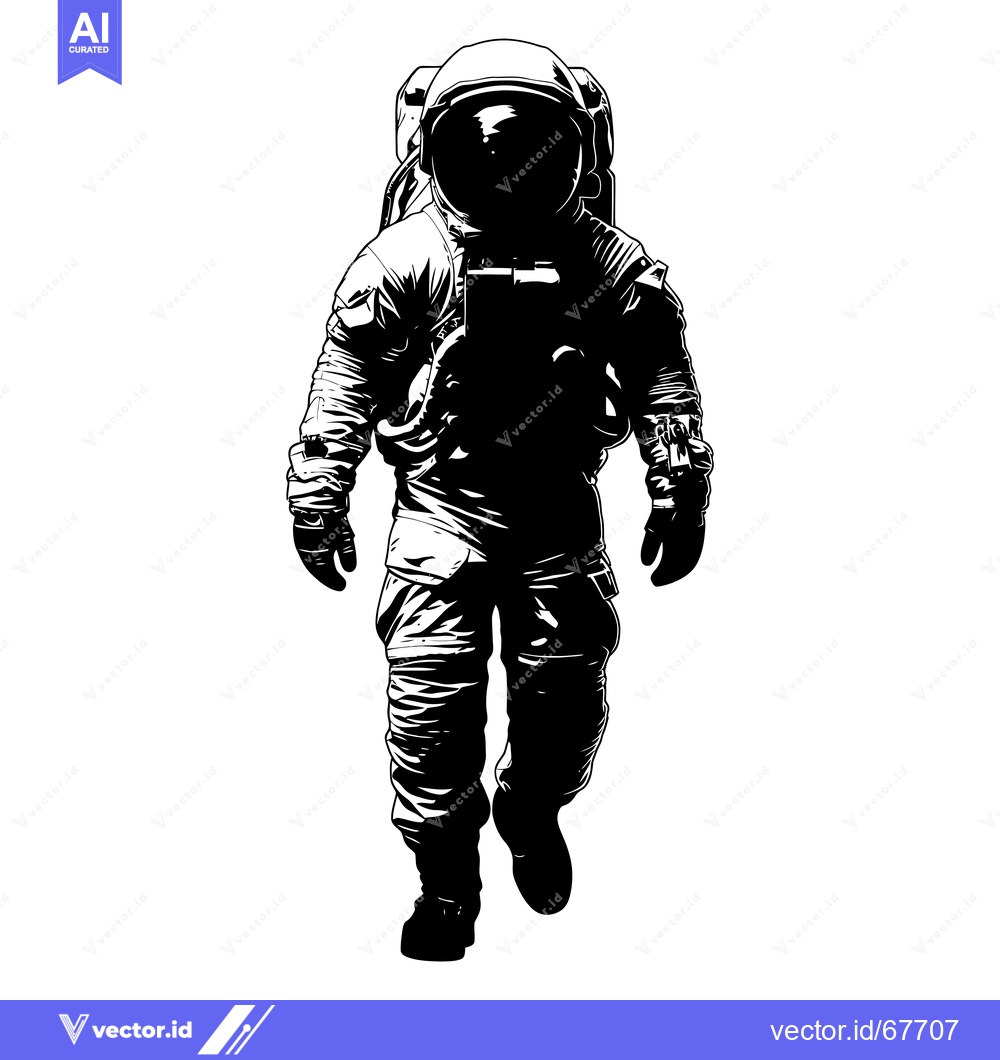 Premium Vector dari A Silhouette of an Astronaut in Space Suit Walking