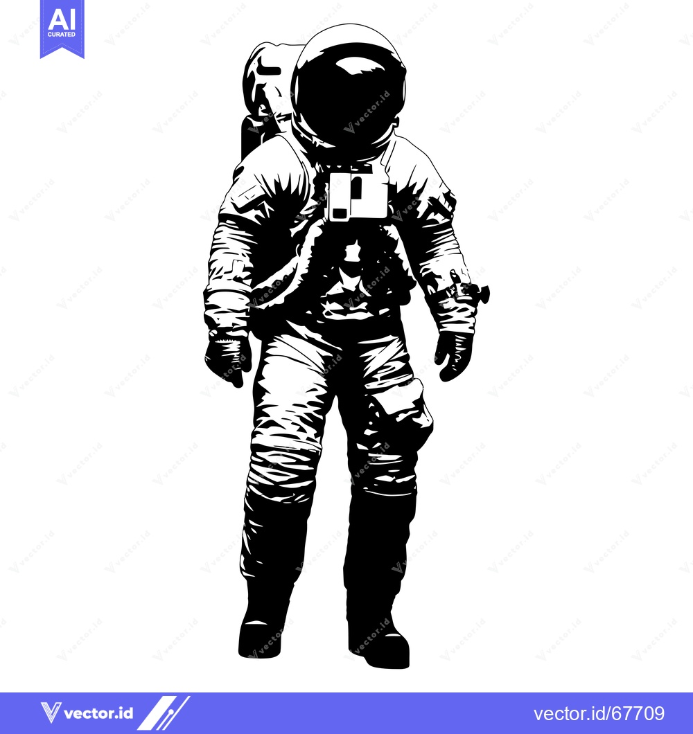 Premium Vector dari Astronaut in a Space Suit Standing Against a White Background