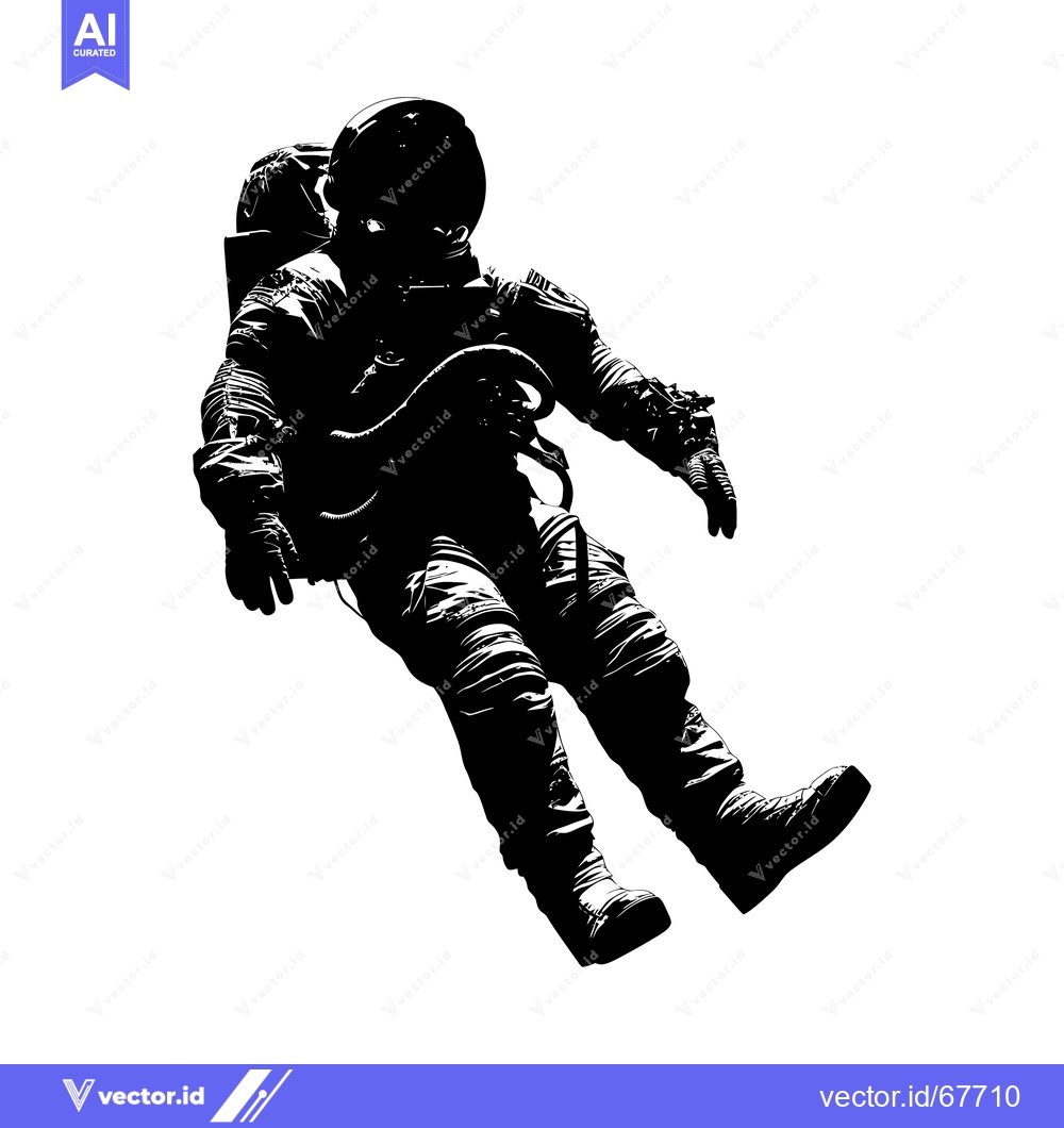 Premium Vector dari Silhouette of an Astronaut Floating in Space