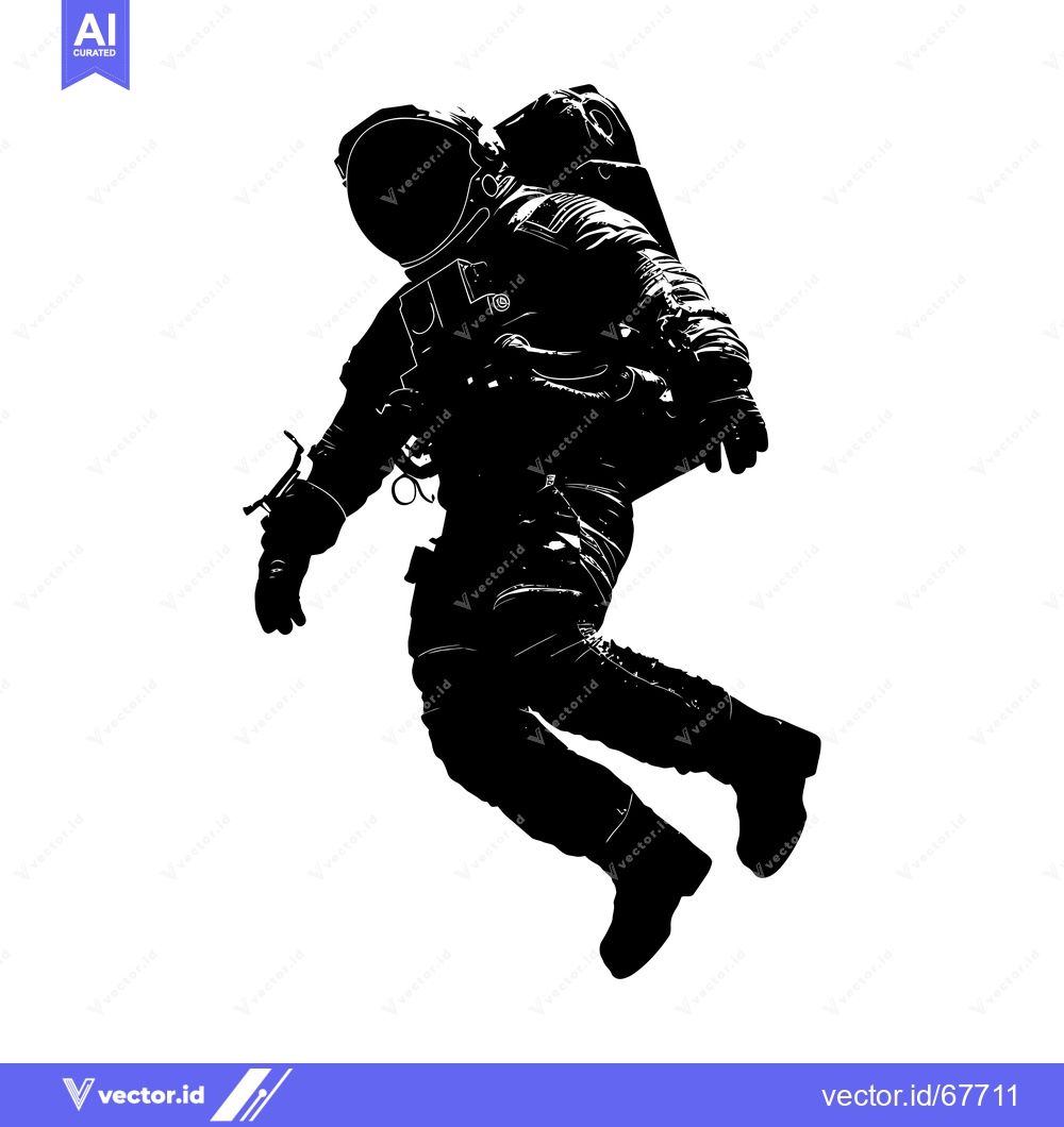 Premium Vector of Silhouette of an Astronaut Floating in Space