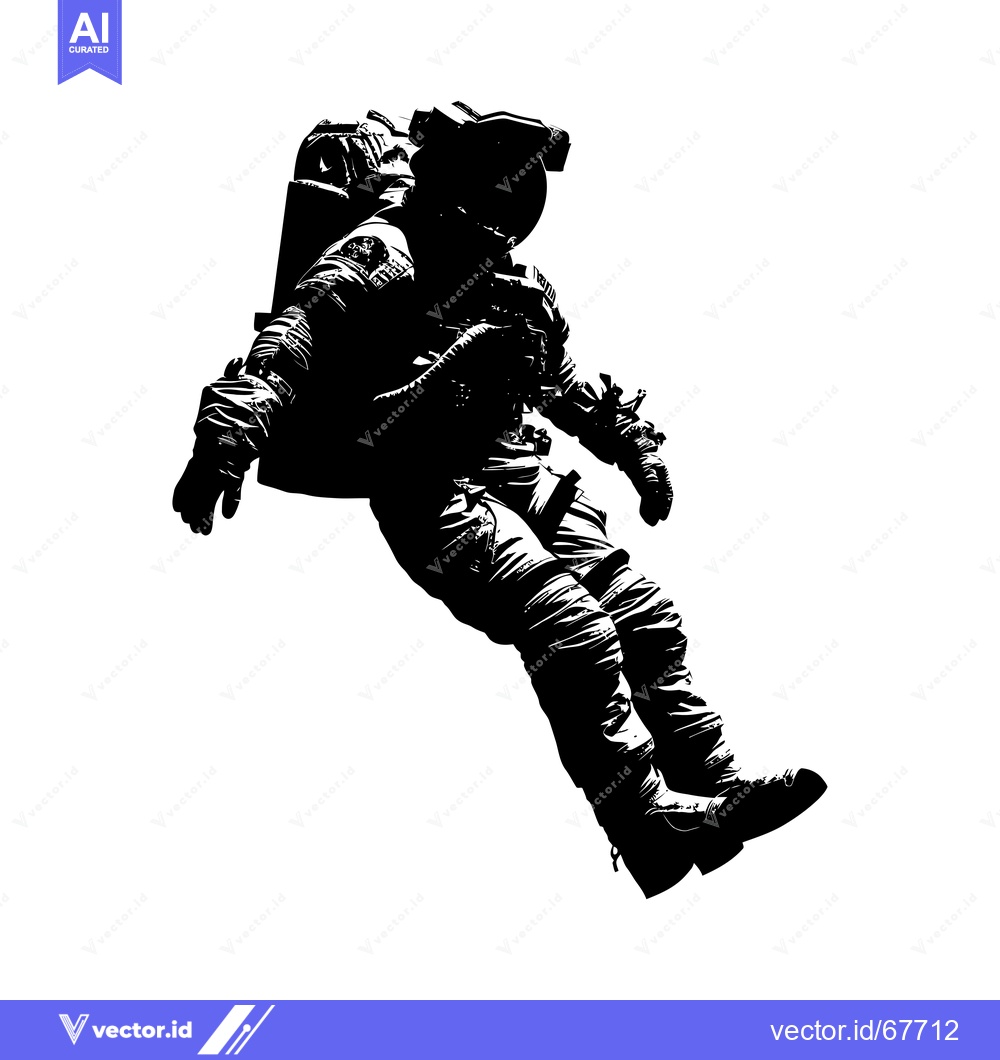 Premium Vector dari Silhouette of an Astronaut Floating in Space
