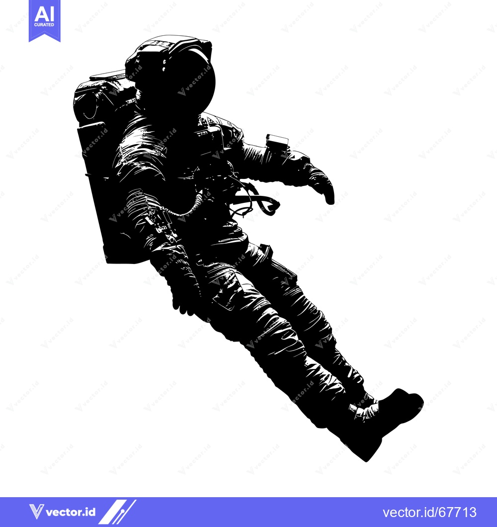 Premium Vector dari Silhouette of an Astronaut Floating in Space