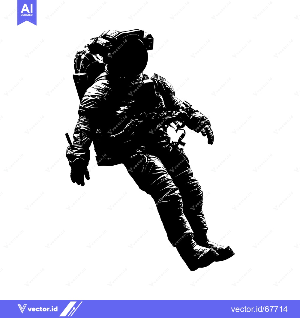 Premium Vector dari Silhouette of an Astronaut Floating in Space