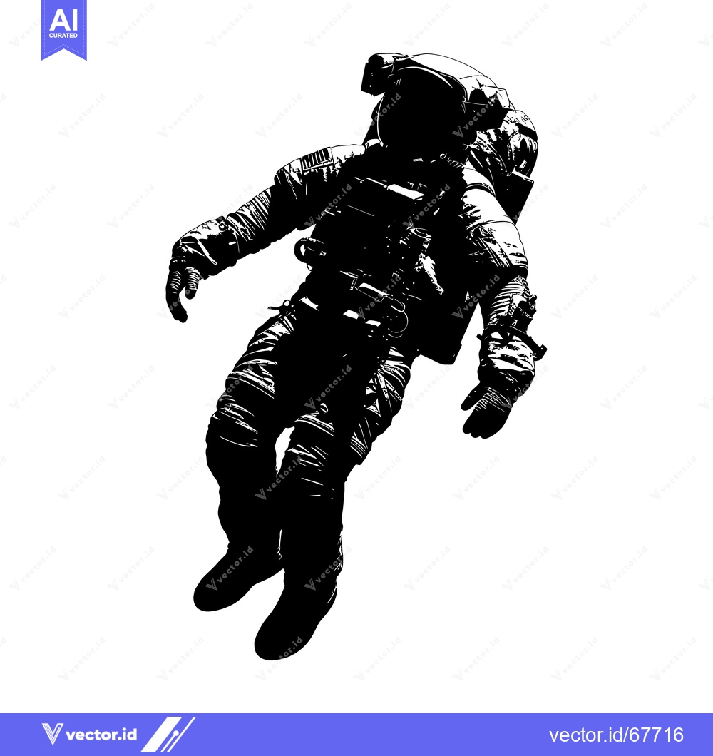 Premium Vector dari Silhouette of an astronaut floating in space