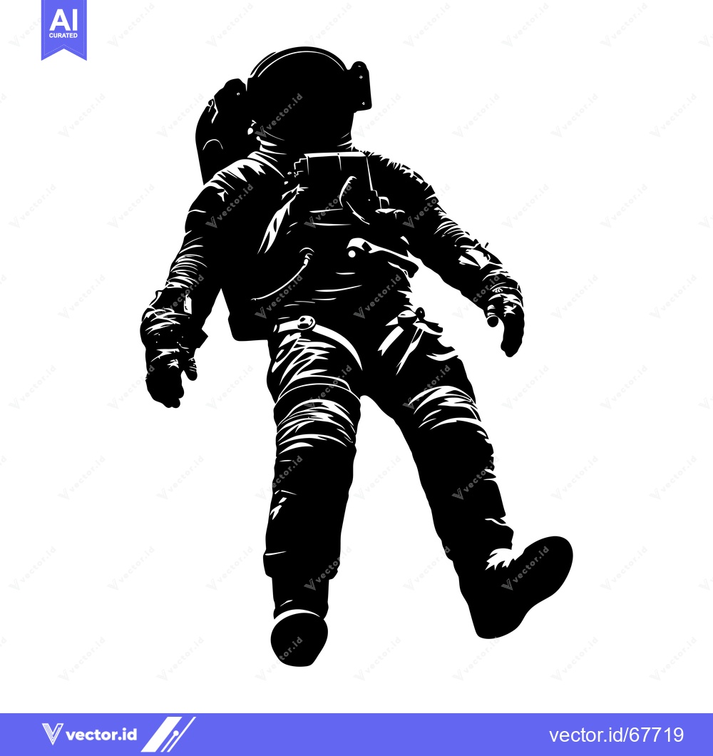 Premium Vector dari Silhouette of an Astronaut Floating in Space